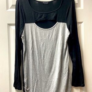 Venus Two-Tone Keyhole Long Sleeve Top